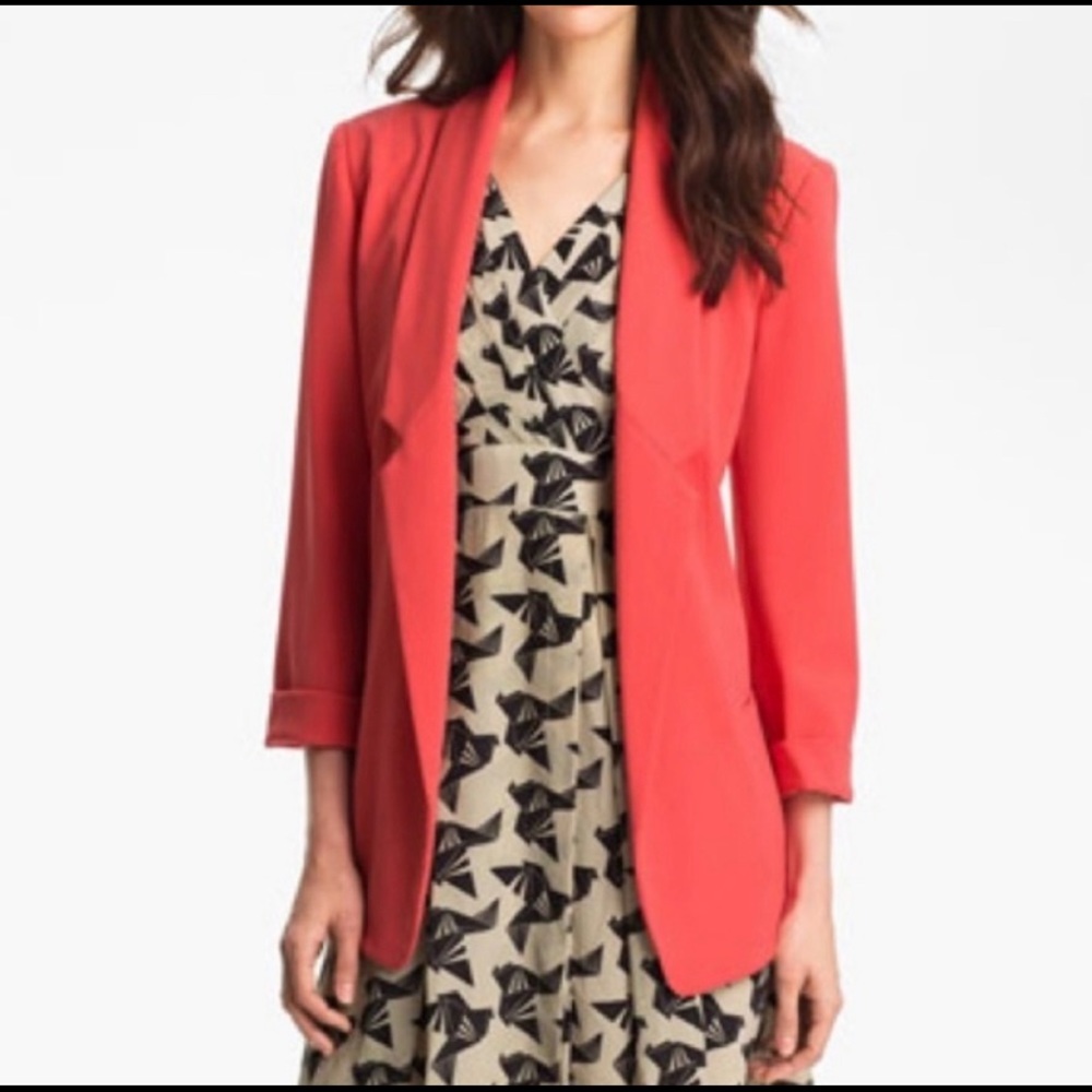 Eliza J Red/Orange Oversized Boyfriend Blazer